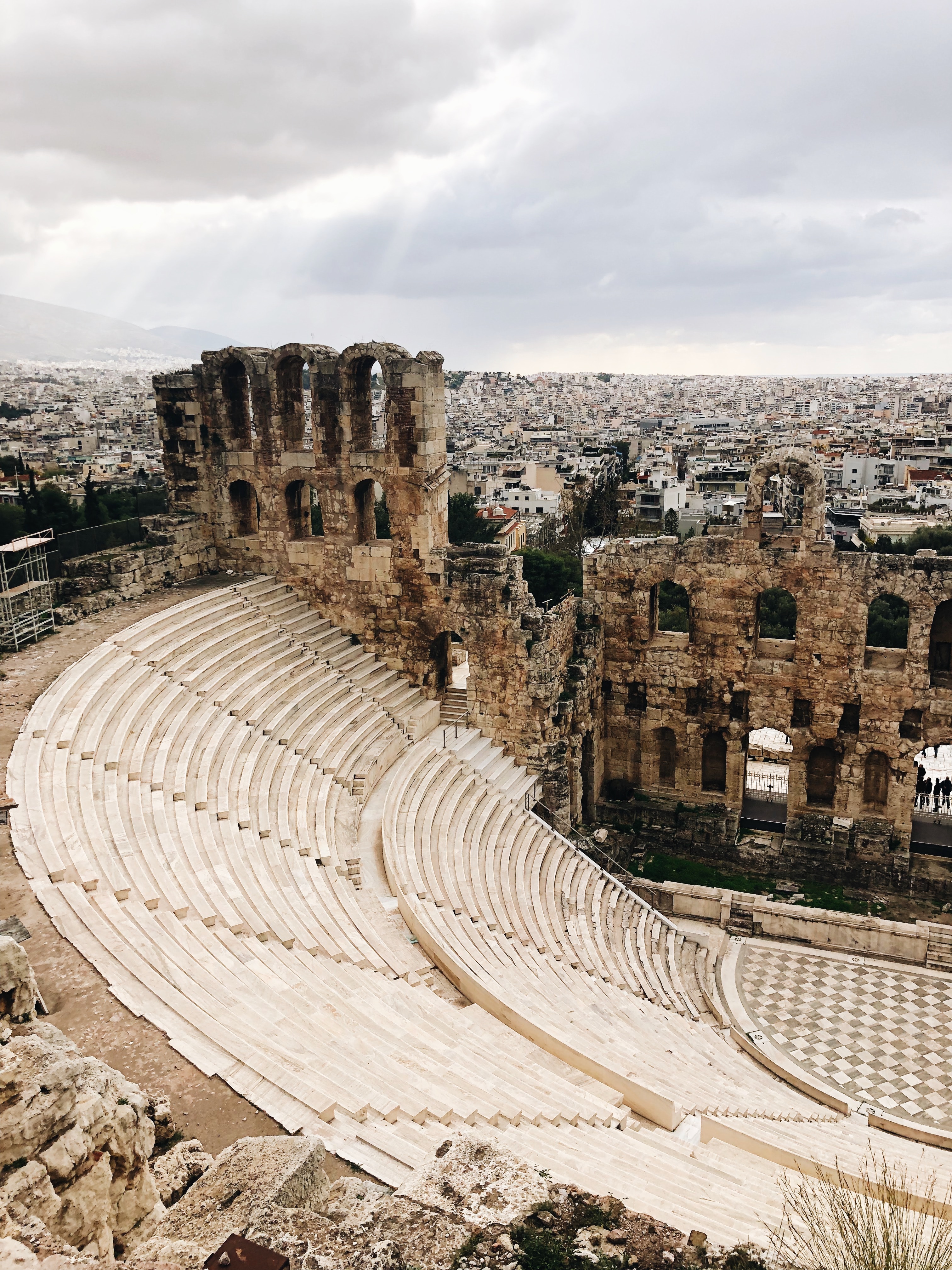 Amphitheater Athens Greece Odeon Of Herodes Atticus At Acropolis Of